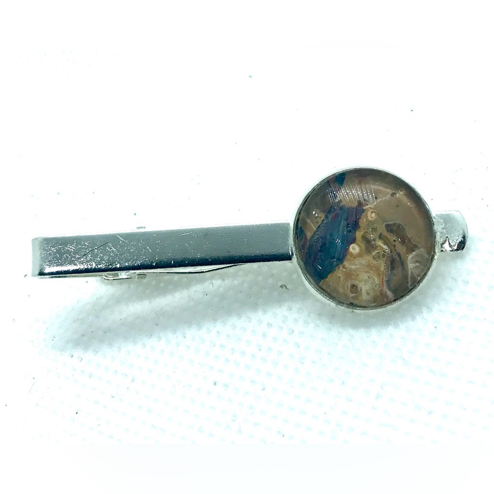 Tie clip pin silver plated 16mm handcrafted dome